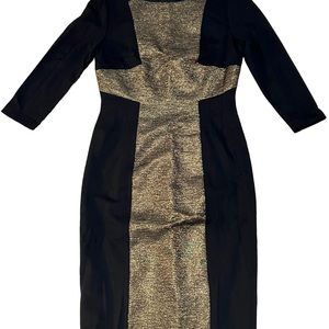 Antonio Melani Black Metallic Gold Cross Dress 4 Worn Once Zipper Back Party